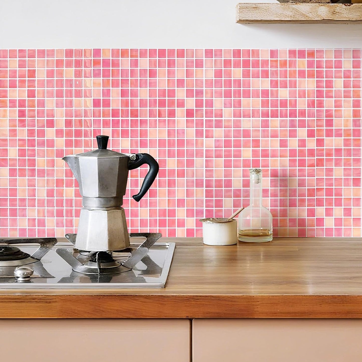 5 Sheets Peel and Stick Backsplash, Self Adhesive Wall Tiles, 3D Adhesive Tile Backsplash, 12"x12"Premium Self Adhesive Wall Tiles Peel and Stickfor Kitchen, Bathroom, RV(Spring Moss)