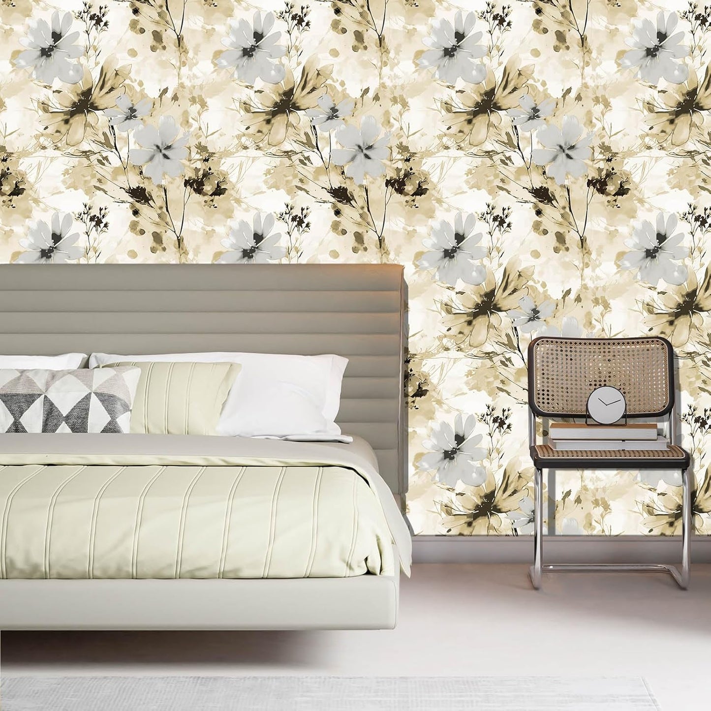 Red Watercolor Floral Peel and Stick Wallpaper Removable Self Adhesive Floral Wall Covering for Living Room Bedroom Accent Wall 17.7 x 70.8 in