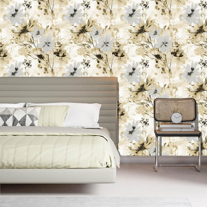 Red Watercolor Floral Peel and Stick Wallpaper Removable Self Adhesive Floral Wall Covering for Living Room Bedroom Accent Wall 17.7 x 70.8 in