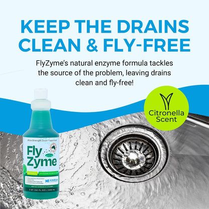 Fly-Zyme, Highly Concentrated Enzyme Drain Cleaner for Pipes, Drain Gel for Fruit Flies, Organic Waste Degrader & Odor Neutralizer, 32 fl oz, Pack of 2