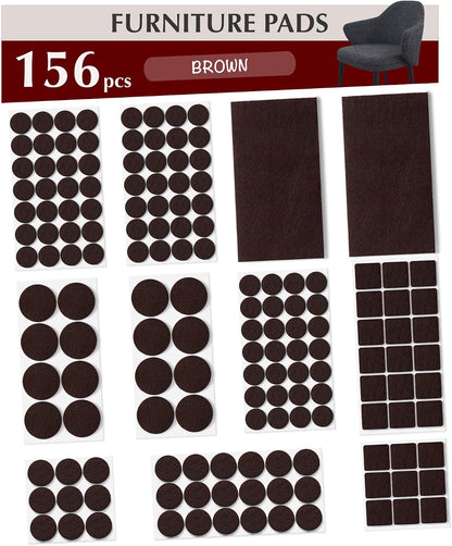 Felt Furniture Pads - Chair Leg Floor Protectors for Hardwood Floors - Felt Pads for Furniture - Furniture Sliders - Furniture Legs - 156 pcs - Black