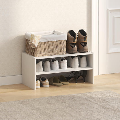 Furinno FANO Shoe Rack, 24-Inch Width 2-Tier Shoe Organizer, Stackable Shoes Storage, 11.7 x 24.2 x 11.7, for Closet Entryway, Office, Garage, Amber Pine