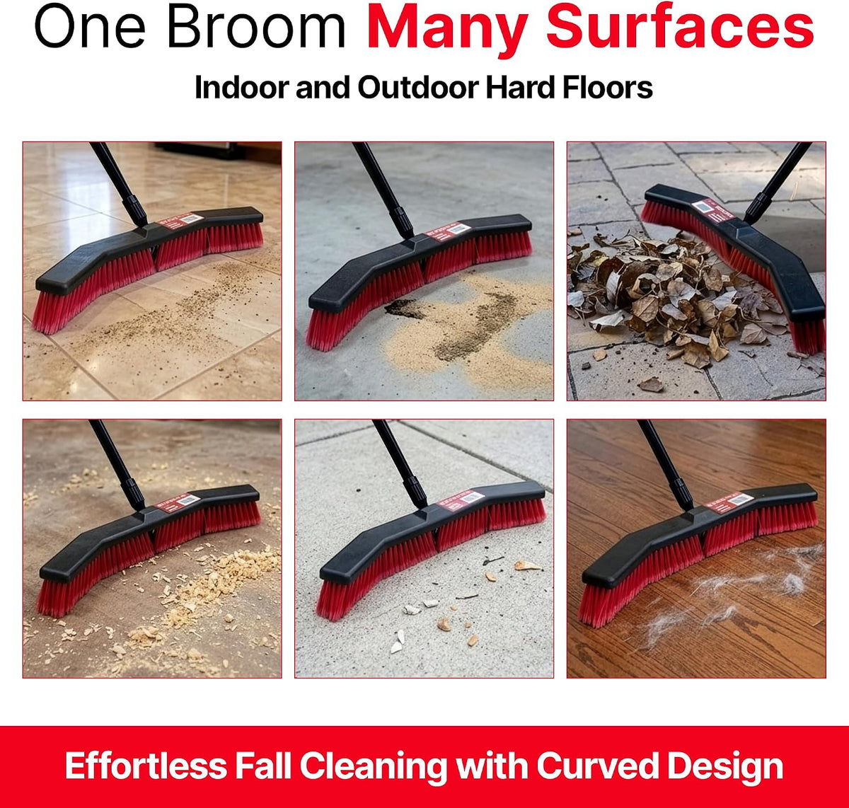 Da Vinci Heavy Duty Outdoor Push Broom, 25-Inch Head, 64" Length | 3-piece alloy steel handle, soft & stiff PVC bristles, sweeps garage, patio, concrete, tile & hardwood floors