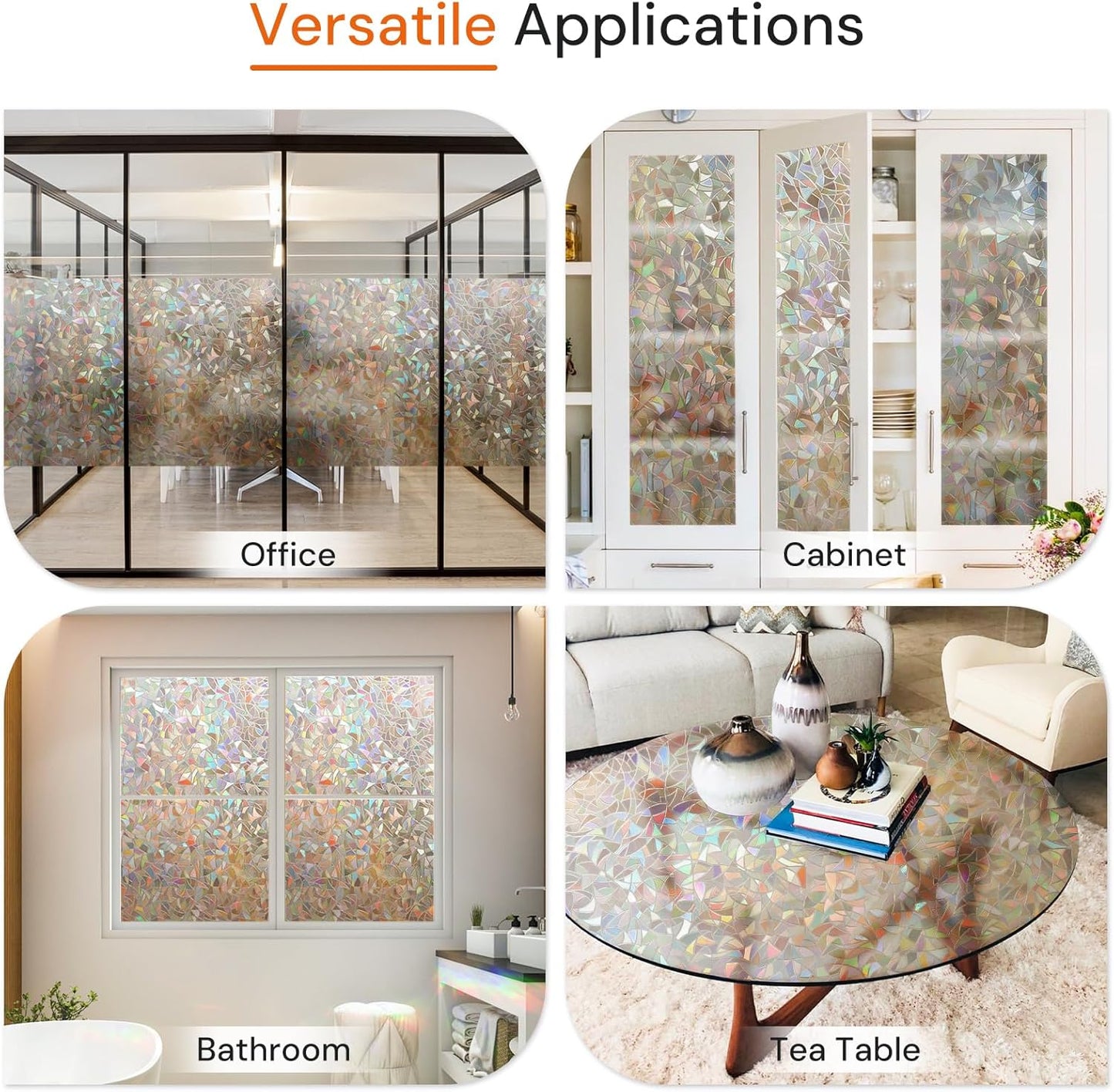 DOWELL Window Privacy Film, Frosted Glass Window Film, Static Cling Non-Adhesive Glass Clings, Sun Blocking Opaque Coverings, Reusable Door Stickers for Bathroom Home Office, Pure, 17.5" x 78.7"