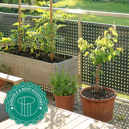 24 Pack Plant Support Stake, Half Round Metal Garden Plant Stake, Green Plant Support Ring, Border Support with Plant Lables & Plant Clips for Outdoor Indoor Plants, Vegetable, Flowers