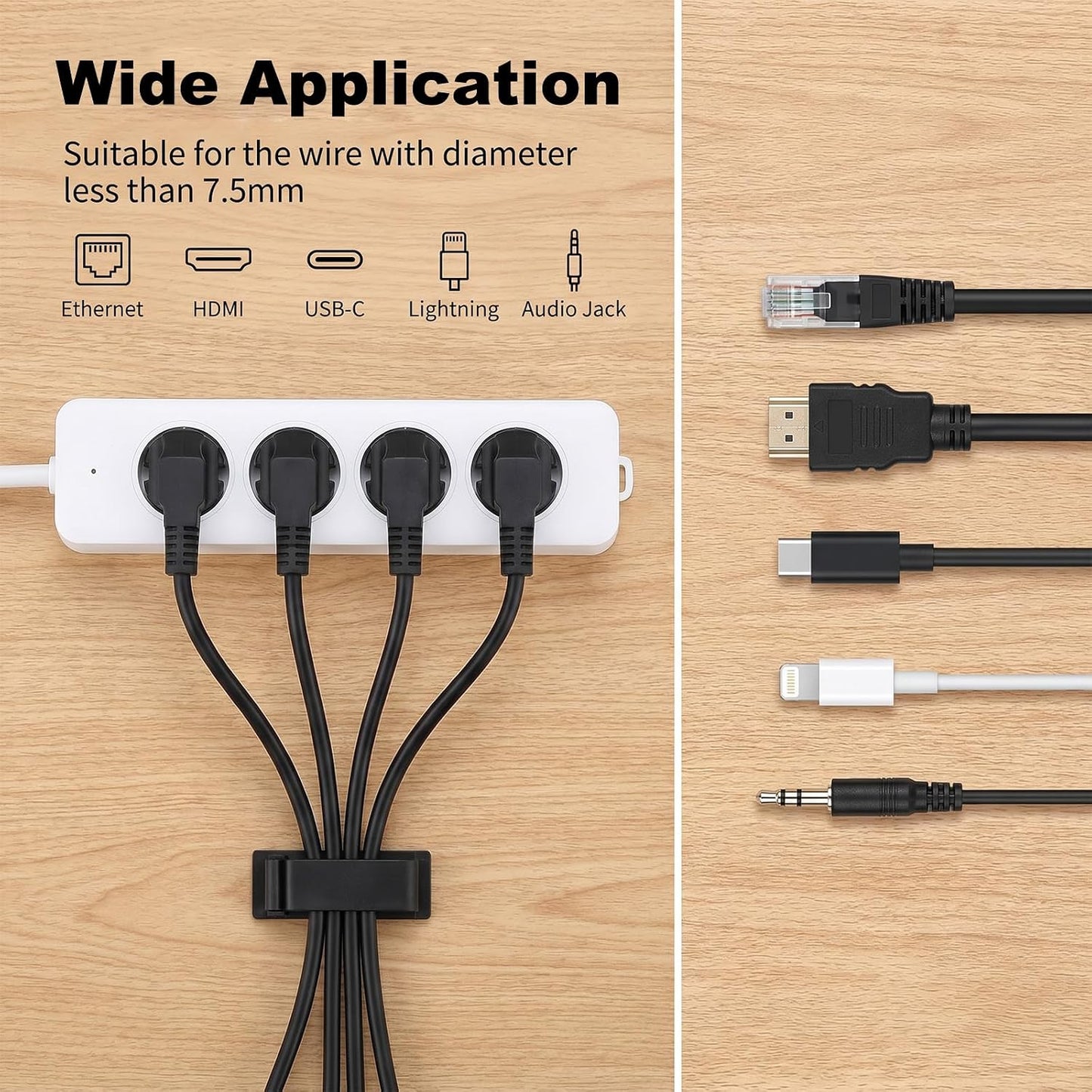 14Pcs Self Adhesive Cable Clips, Cord Organizers Wire Clips | Adhesive Cable Clips for Desk Cord Management Wire Clip Cord Holder for Under Desk, Car, Wall, TV PC Ethernet Cables (Black)