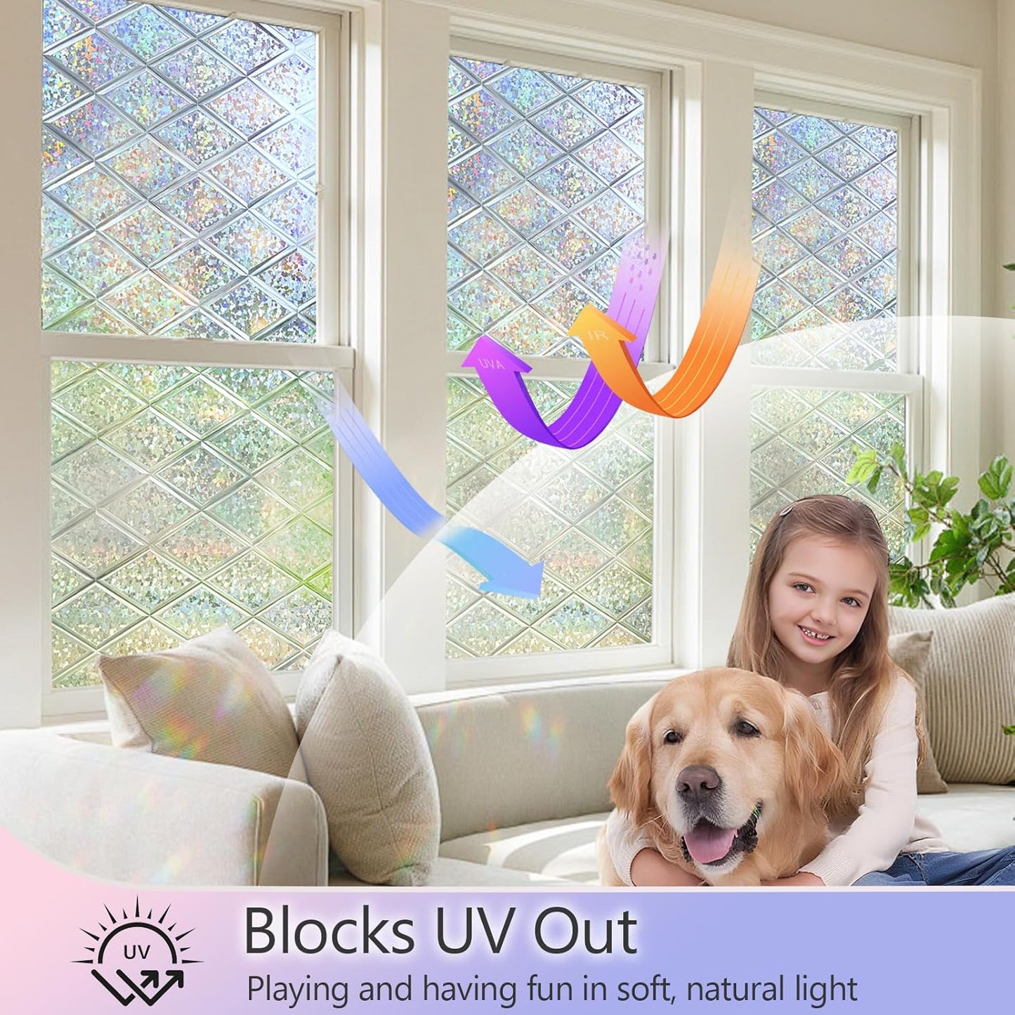 KESPEN Window Privacy Film Frosted Glass Heat Control UV Blocking Privacy Window Film for Glass Windows Static Cling Non-Adhesive Door Coverings Decals for Bathroom Home Office,17.5 Inch X 6.5 Feet