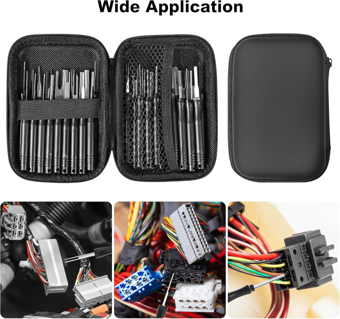 Terminal Pin Removal Tool Kit 82 Pcs Depinning Electrical Connector Pin Extractor Tool Set Wire Terminal Release for Automotive Car Household Devices - Black