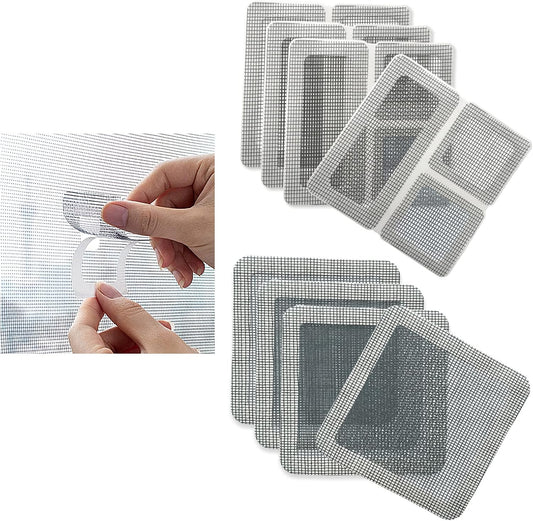 Window Screen Repair Kit Tape Patch, Grey 3.5 inches X3.5 inches 8pcs(16patches) -Fiberglass Breathable Waterproof & 𝗦𝘁𝗿𝗼𝗻𝗴 𝑨𝒅𝒉𝒆𝒔𝒊𝕧𝕖 Covering Wire mesh for Door tears Holes