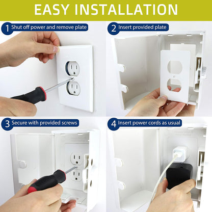 Outlet Cover BOX Baby Proofing (1-Pack) Patented Dual-Lock for Much Better Toddler Proofing, Easy Operation, Simple 3 Step Install with Included Screws. Provides Extra Space Inside for Plugs,Adapters