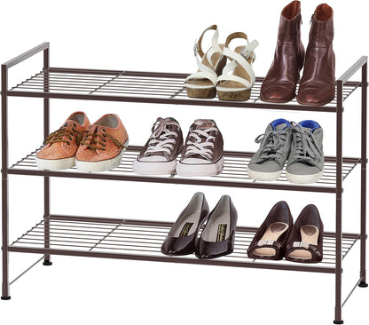 Simple Houseware 3-Tier Stackable Shoes Rack Storage Shelf, Black