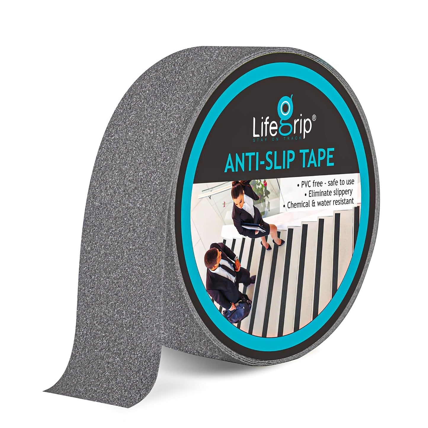 Lifegrip Anti Slip Tape, 4 Inch x 15 Foot Non-Slip Traction Grip Tape for Stairs, Waterproof Stair Treads Grip Non Slip, Non Skid Tape for Steps, Outdoor Black Grip Tape (4" X 15')