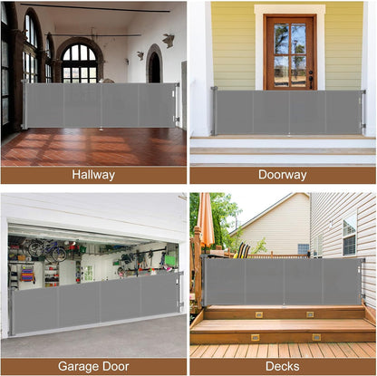Miumoon 50 inch Retractable Baby Gates 34 inch Tall, Retractable Gate with Reinforced Strip Design to Prevent Crawling Through, Retractable Dog Gate for Stairs, Doorways, Hallways
