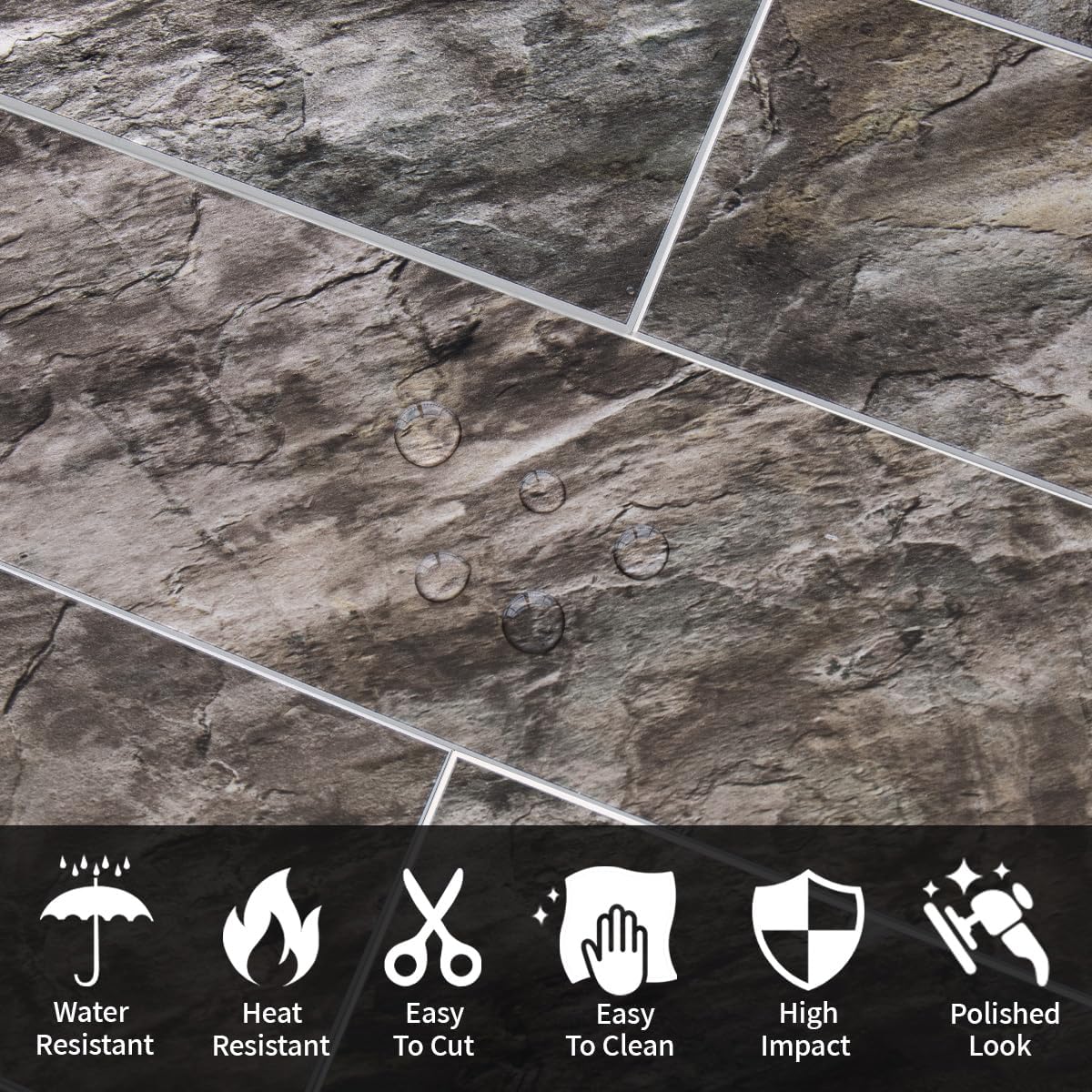 AULIGET 40-Piece Polished White Marble with Gold Peel and Stick Backsplash Wall Tiles, 3" x 12" PVC Faux Stone Stick on Tiles for Backsplash Kitchen, Bathroom, Laundry Room, Camper, Fireplace