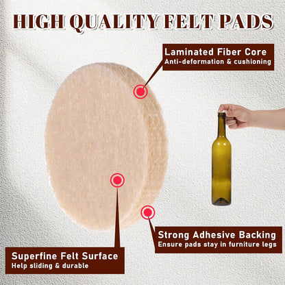 288 Pcs Self Adhesive Felt Furniture Pads 3/4", Felt Pads for Coasters Bottom Dots Felts Floor Protectors for Furniture Thick Cabinet Door Bumpers for Chair Legs Felts Pad Small for Hardwood Floors