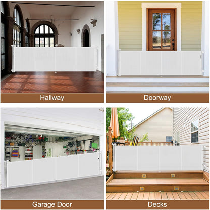 Miumoon 50 inch Retractable Baby Gates 34 inch Tall, Retractable Gate with Reinforced Strip Design to Prevent Crawling Through, Retractable Dog Gate for Stairs, Doorways, Hallways