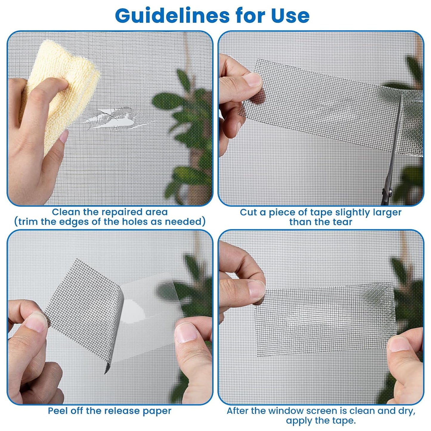 Gray Window Screen Repair Tape 2 in X 35 FT Fiberglass Screen Patch Strong Adhesive Mesh Tape for Window & Door Screen Holes & Tears Repair Kit