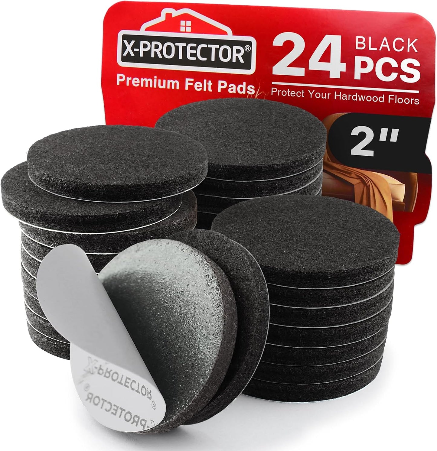 X-Protector Premium Felt Furniture Pads - 20 PCS 6 x 1/2" - Black Rectangular Pads with Tenacious Adhesive - Protects Hardwood, Laminate & Tile Floors