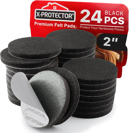 X-Protector Premium Felt Furniture Pads - 20 PCS 6 x 1/2" - Black Rectangular Pads with Tenacious Adhesive - Protects Hardwood, Laminate & Tile Floors