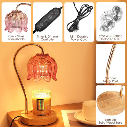 Flower Candle Warmer Lamp with Timer & Dimmer - Fits All Jar Scented Candles - Christmas & Mother's Day Gift for Women，Mom，Her