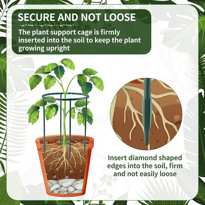 12Pack Plant Support Stakes,Half Round Plant Support Ring Plastic Plant Cage Holder Flower Pot Climbing Trellis for Small Plant Flower Vegetable,Indoor and Outdoor Plants