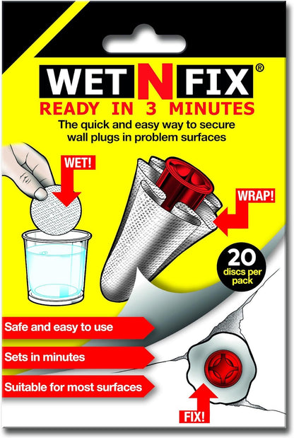 WETNFIX (20 Discs) - Fixing Wall Plugs Fast! No Need to Fill or redrill.