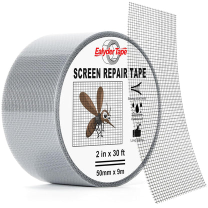 2″ X 30 FT Black Window Screen Repair Tape, Strong Adhesive Fiberglass Mesh Patch for Window & Door Screen Tears