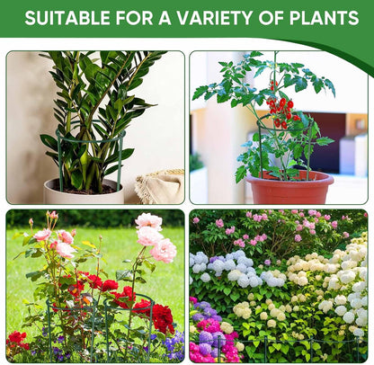 HiGift 10 Pack 24" H x 10" W Tall Plant Support Stakes, Half Round Metal Peony Cages and Supports, Monstera Plant Support Snake Plant Stake Flower Support Ring for Tomato, Hydrangea Outdoor Indoor