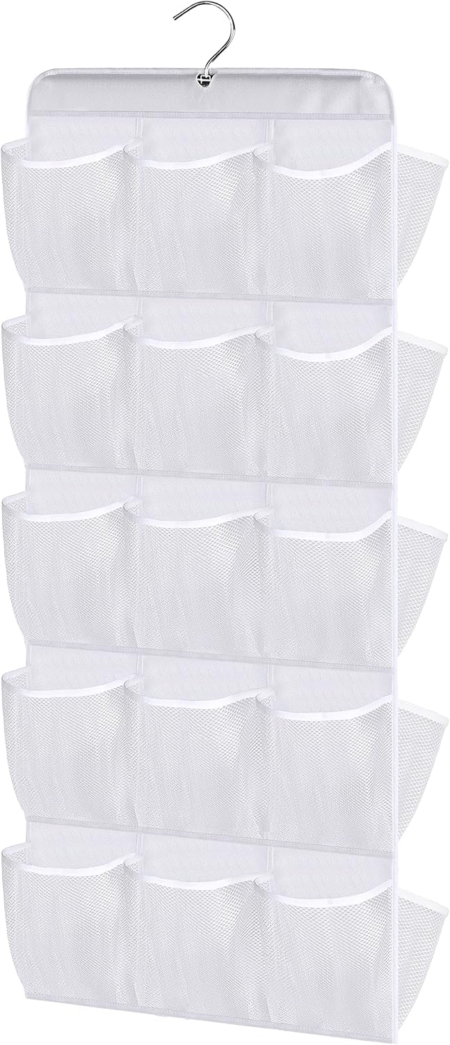MISSLO 30 Large Pockets Dual Sided Hanging Shoe Organizer for Closet with Rotating Hanger Hanging Shoe Shelves, Grey