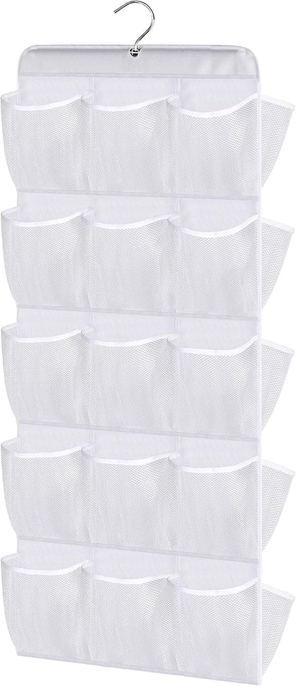 MISSLO 30 Large Pockets Dual Sided Hanging Shoe Organizer for Closet with Rotating Hanger Hanging Shoe Shelves, Grey