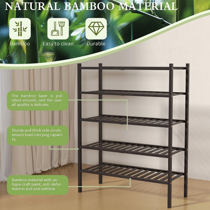 ROMGUAR CRAFT 3 Tier Bamboo Shoe Rack for Closet Free Standing Wood Shoe Shelf Storage Organizer for Entryway Small Space Stackable 27"x11"x20" (Natural)