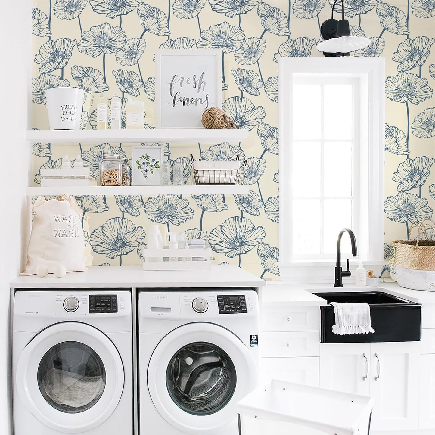 Orainege Modern Peel and Stick Wallpaper 17.3inx118.1in Beige and White Floral Wallpaper Boho Contact Paper Removable Decorative Wall Paper for Bedroom Bathroom Cabinets Decor Vinyl