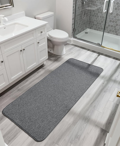 Bath Mat,Ultra Thin Bathroom Rugs,Rubber Bath Mats for Bathroom,No Slip Bath Rugs,Quick Dry,Machine Washable,Low Pile,Absorbent,Shower Outside,Sink,Home Decor Accessories.Grey,1'5"x2'3"(17x27Inch)
