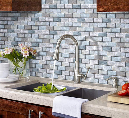 Peel and Stick Backsplash for Kitchen, Peel and Stick Tile Kitchen, Back Splash Tile for Bathroom, 3D Brick Wall Tiles Subway Tiles, 10 Sheets 10" x10.6 ﻿