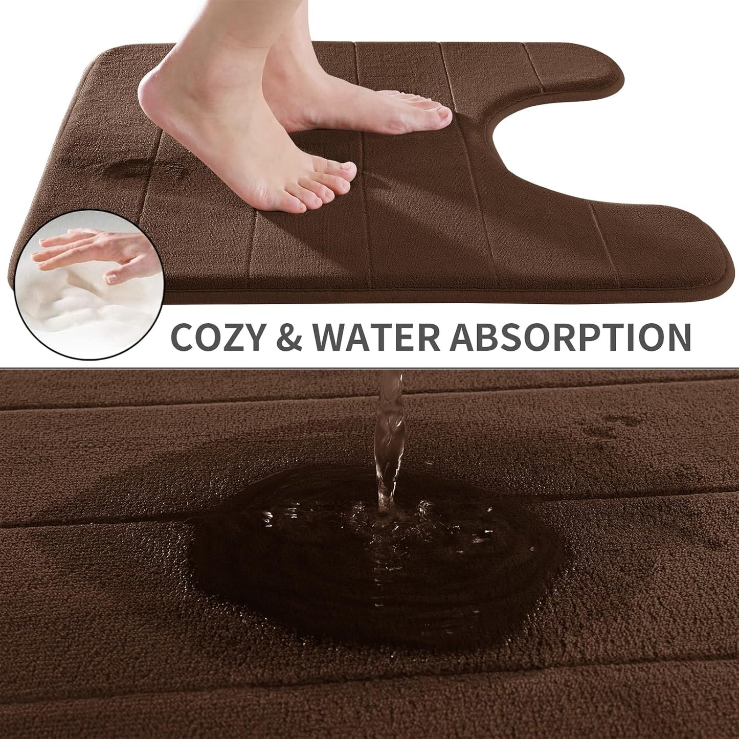Yimobra Memory Foam Bath Mat, Super Soft Absorbent Bathroom Rug Non Slip, Quick Dry, Machine Washable Floor Carpet for Tub Shower, Home Decor Accessories, 24x17, Grey