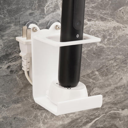 Electric Toothbrush Holder Wall Mounted, Electric Toothbrush Cord Organizer Holds 1 Chargers, Self Adhesive Electric Toothbrush Stand for Bathroom, Medicine Cabinet, Dorm(Black)
