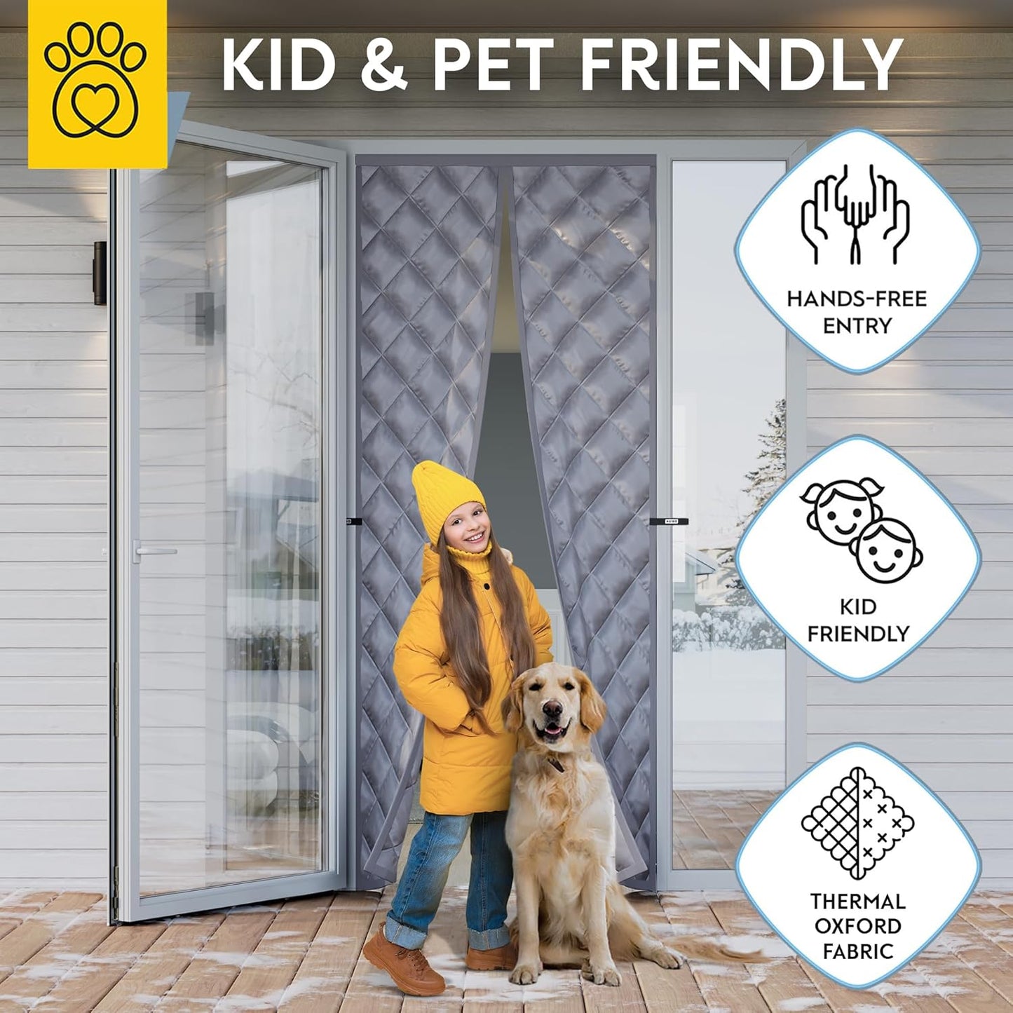 AUGO Heavy Duty Magnetic Screen Door – Fiberglass Pet Resistant Mesh, Self Sealing Hands Free Magnetic Closure, Tear Resistant Door Screen Keeps Bugs Out, Patent Pending Keep Open Feature – 38” x 83”