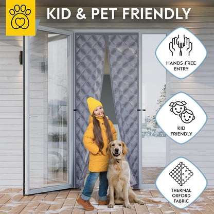 AUGO Heavy Duty Magnetic Screen Door – Fiberglass Pet Resistant Mesh, Self Sealing Hands Free Magnetic Closure, Tear Resistant Door Screen Keeps Bugs Out, Patent Pending Keep Open Feature – 38” x 83”