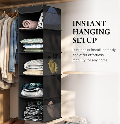 Simple Houseware 6 Shelf Hanging Closet Organizer, Gray