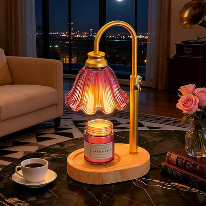 Candle Warmer Lamp with Adjustable Height - Flameless 4-Level Dimmable Wax Warmer, Timer Function & Stylish Design in Multiple Colors (Green)
