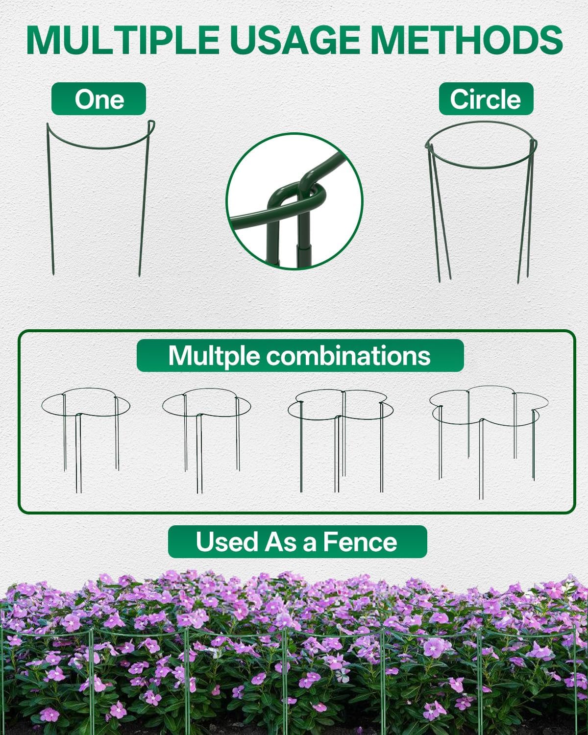 8 Pack 24 In Plant Support Stakes, Peony Cages And Supports with 15 Lables | Rust-proof Metal Plant Stakes, Adjustable Plant Supports For Outdoor Plants, Peony Cage, Flower Stakes for Plants，Hydrangea