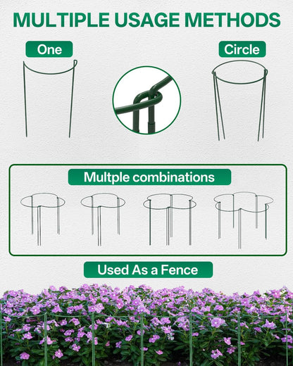 8 Pack 24 In Plant Support Stakes, Peony Cages And Supports with 15 Lables | Rust-proof Metal Plant Stakes, Adjustable Plant Supports For Outdoor Plants, Peony Cage, Flower Stakes for Plants，Hydrangea