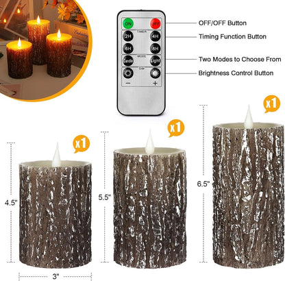 AKU TONPA Flameless Candles Battery Operated Pillar Real Wax Flickering Electric LED Candle Gift Sets with Remote Control Cycling 24 Hours Timer, Pack of 6 (3" D x 4" H, Ivory)
