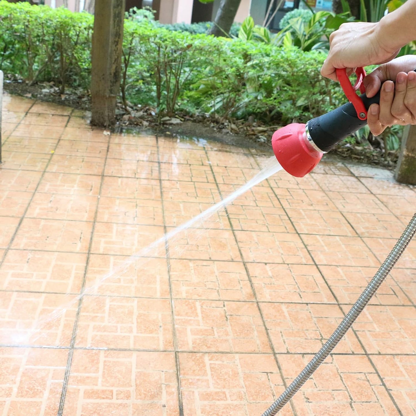 STYDDI Industrial Fireman's Garden Hose Nozzle High Flow, Professional High Volume Classic Fireman Style Spray Nozzle, Heavy Duty Adjustable Twist Hose Nozzle with Large Shut-off Handle, 250 PSI