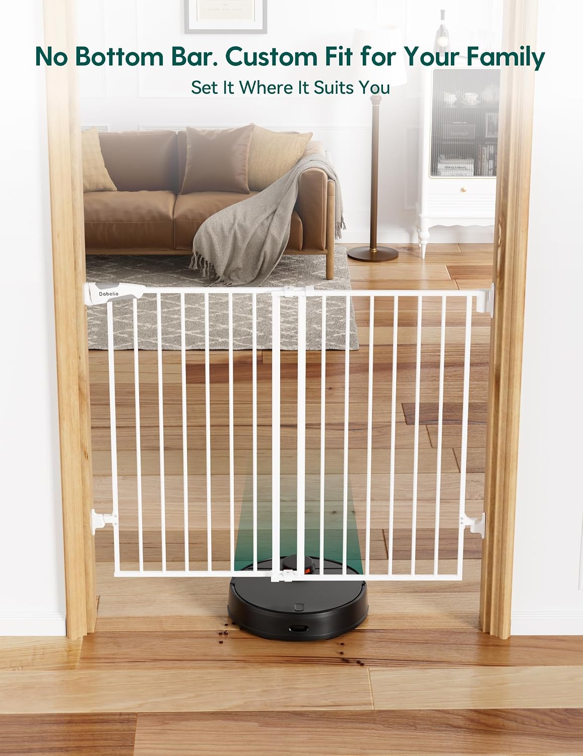 Babelio Baby Gate for Stairs, Kitchen & Doorways, No Bottom Bar| One-Handed Operation| Auto-Close| Hardware Mount (Drill Needed) Safety Dog/Pet Gate (Black - B17, 26-43" W, 28" H)