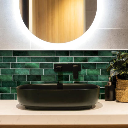 Smart Tiles Peel and Stick backsplash, Subway Teal Green, 11.55"x8.38" | Pack of 5 (2.8 sq ft), Glossy, Heat/Moisture Resistant, Low VOC, Kitchen/Bathroom, Renter Friendly, Made in Canada