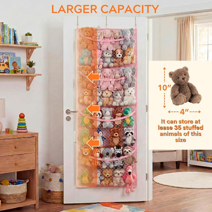 Ofiray-home Cotton Over The Door Stuffed Animal Storage | Toy Organizer for Storage Plush Toys, Stuffed Animal Holder with 4 Large Pockets, Hanging Door Organizer for Nursery