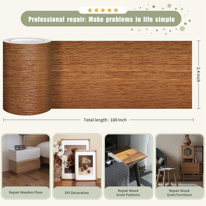 Besezx Wood Grain Repair Tape, 2.4" X15', Self Adhesive Wood Grain Repair Patch for Tables, Chairs, Baseboards, Doors, Windows, Floors, All Kinds of Furniture Renovation, Handicraft DIY. (Natural oak)