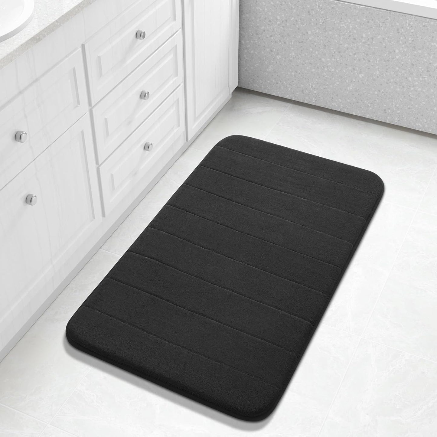 Yimobra Memory Foam Bath Mat, Super Soft Absorbent Bathroom Rug Non Slip, Quick Dry, Machine Washable Floor Carpet for Tub Shower, Home Decor Accessories, 24x17, Grey
