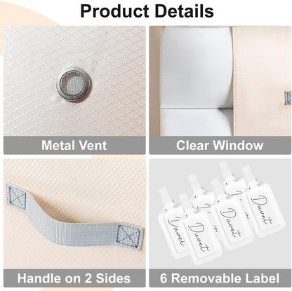 Comforter Storage Bag - 130L Large Capacity Blanket Storage Bags 4-Layer Ultra Space Saving Self Compression Organizer, Washable Compression Bags for Storage Comforter Blanket, 2-Pack, Beige